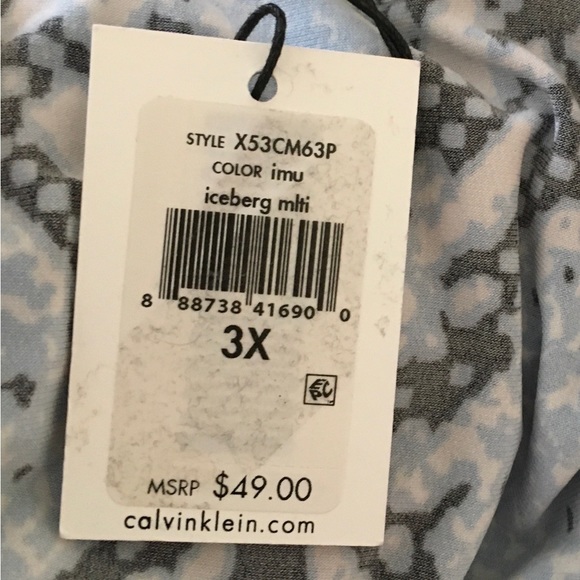 Calvin Klein Cowl Neck Sleeveless Top/Shell - black/white/light blue - 3X - NWT - Picture 2 of 8